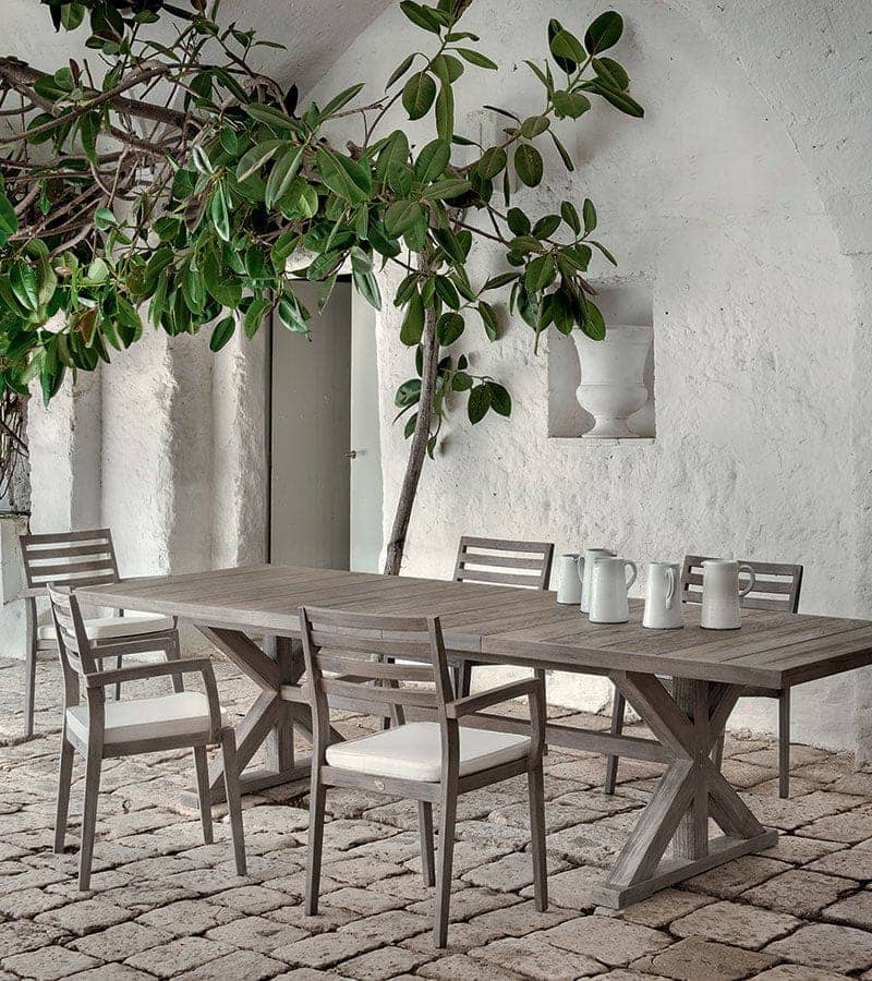 Cronos Pickled Teak Extending Dining Table
