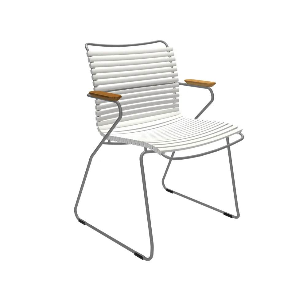 Houe Click Dining Armchair | Muted White Lamellas with Bamboo Armrests