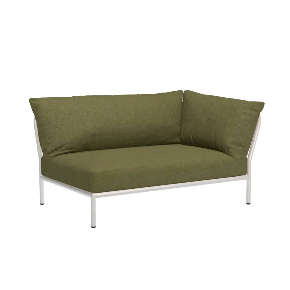 Houe Level 2 Corner Right | Muted White Powder-Coated Aluminum Frame | Leaf Sunbrella Heritage Fabric Cushion