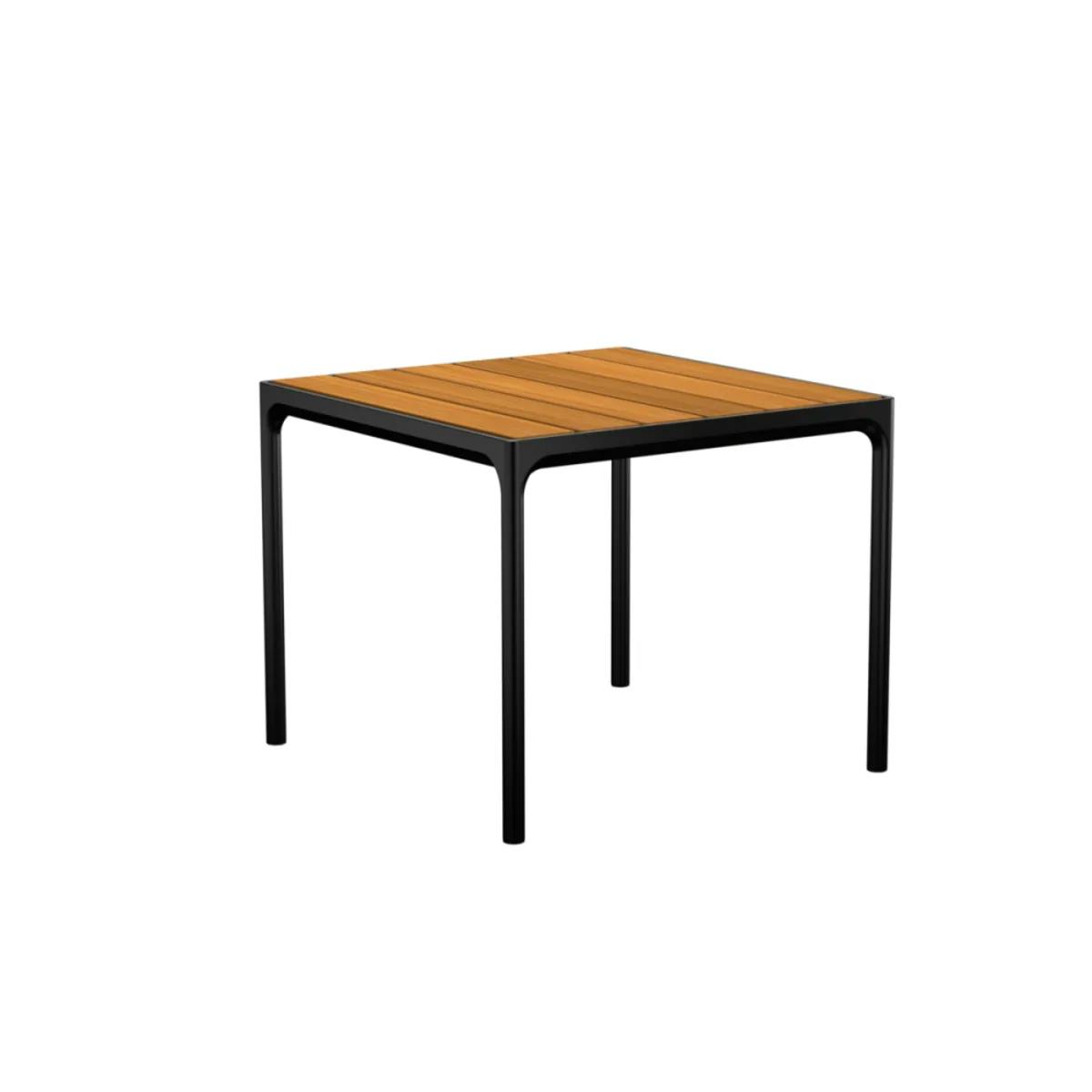 Houe Four 35" Square Dining Table | Black Aluminum Frame | Bamboo Tabletop