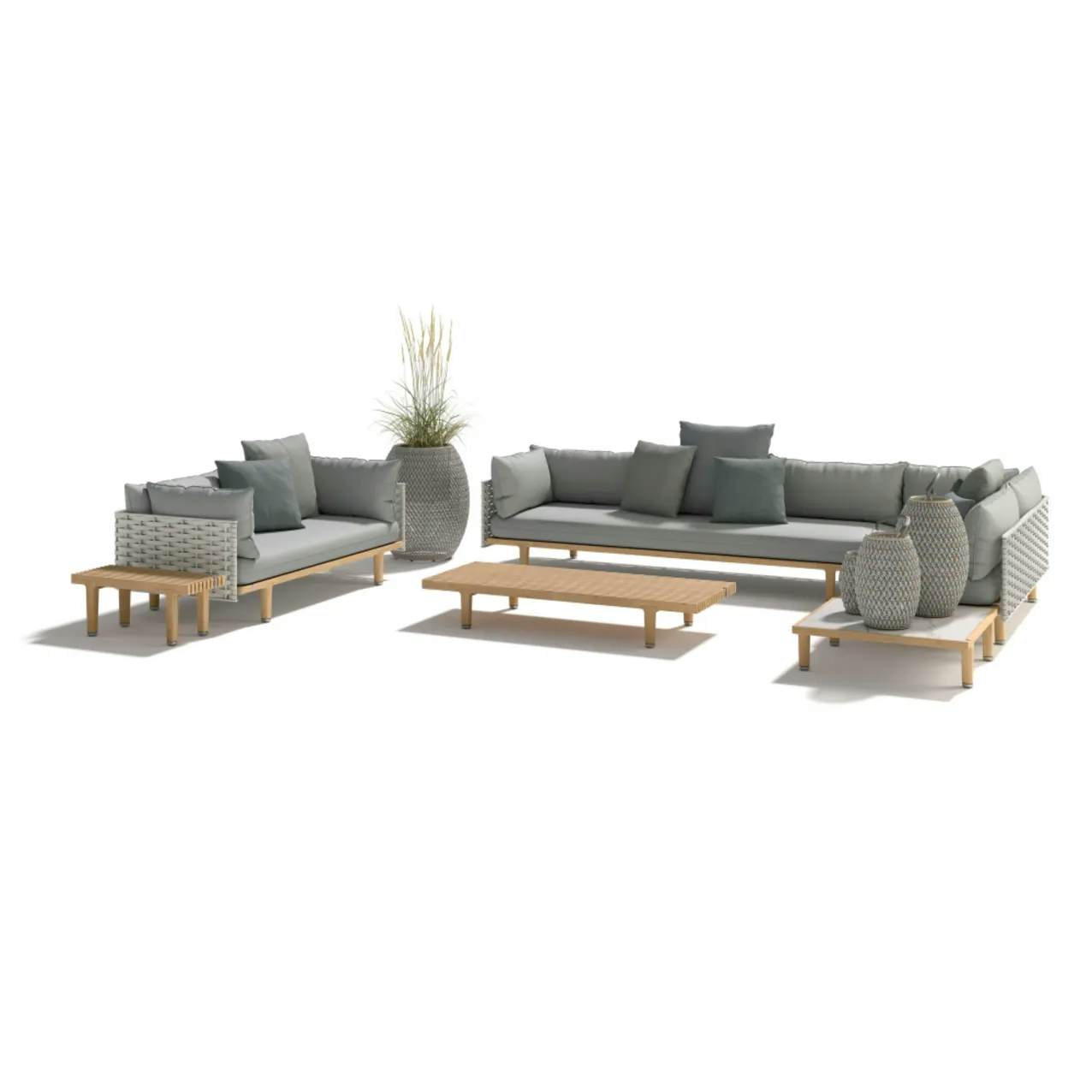 DEDON SEALINE Modular Deep Seating, Bench & Coffee Tables | DALA Lanterns & Large Planter