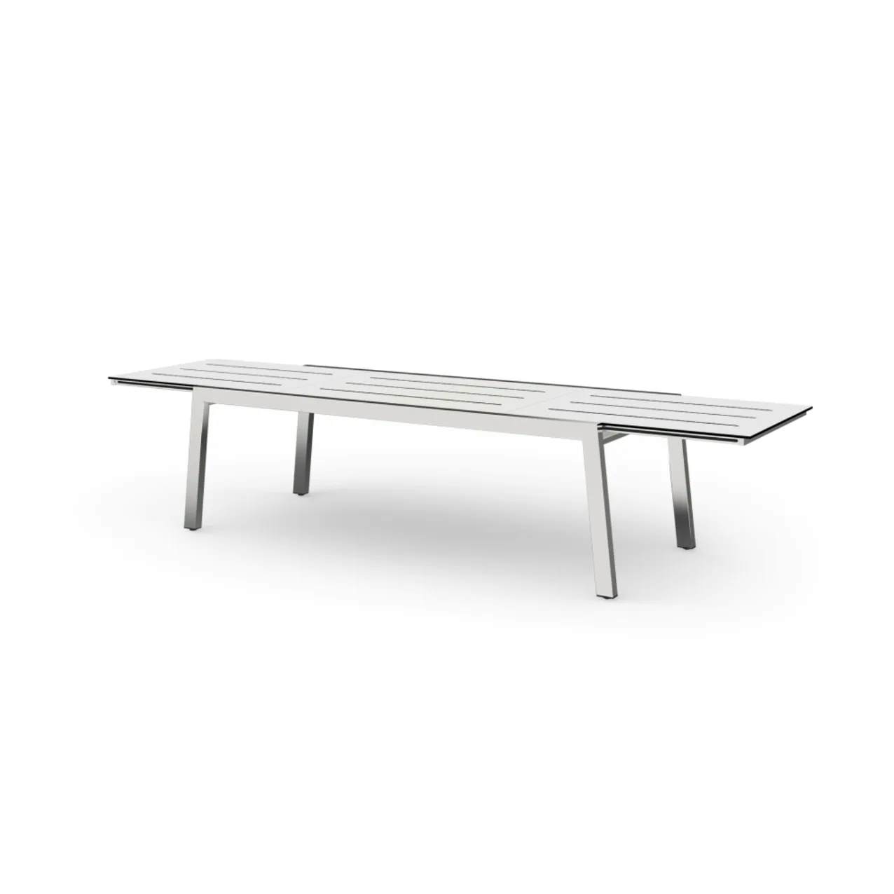 MAMAGREEN Baia 90.5"-141.5" Ext. Table | Frame: Stainless Steel | Tabletop: HPL, Alpes White