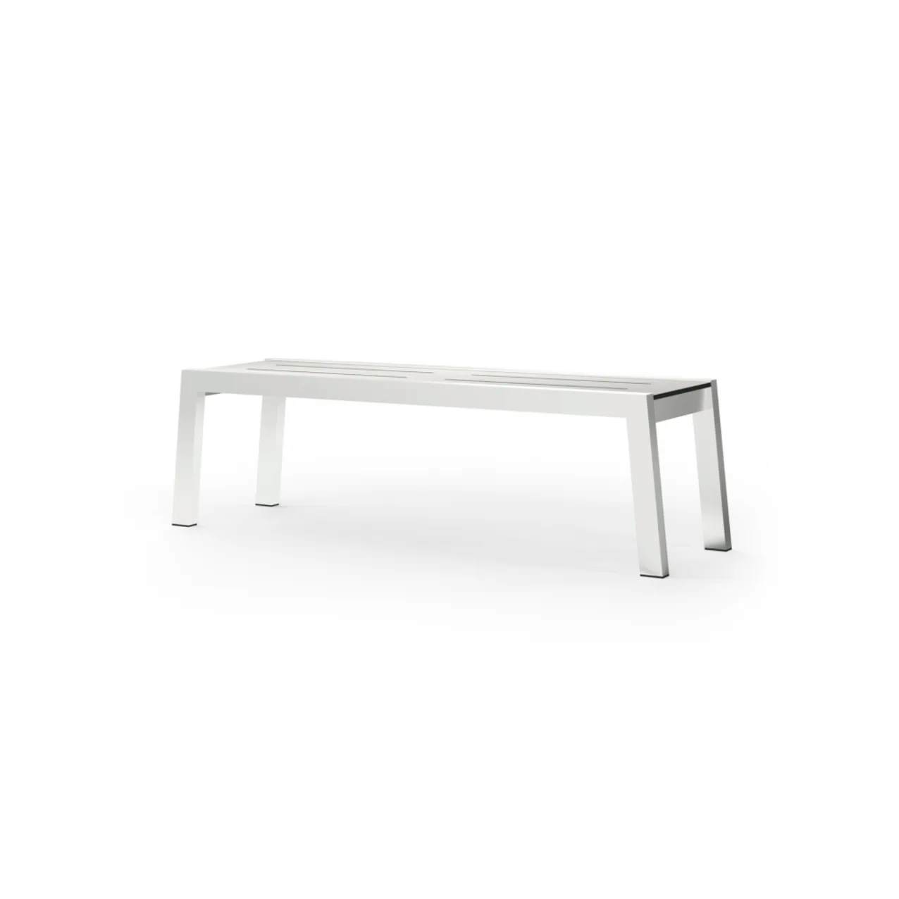 MAMAGREEN Baia 57" Bench | Frame: Stainless Steel | Seat: HPL, Alpes White