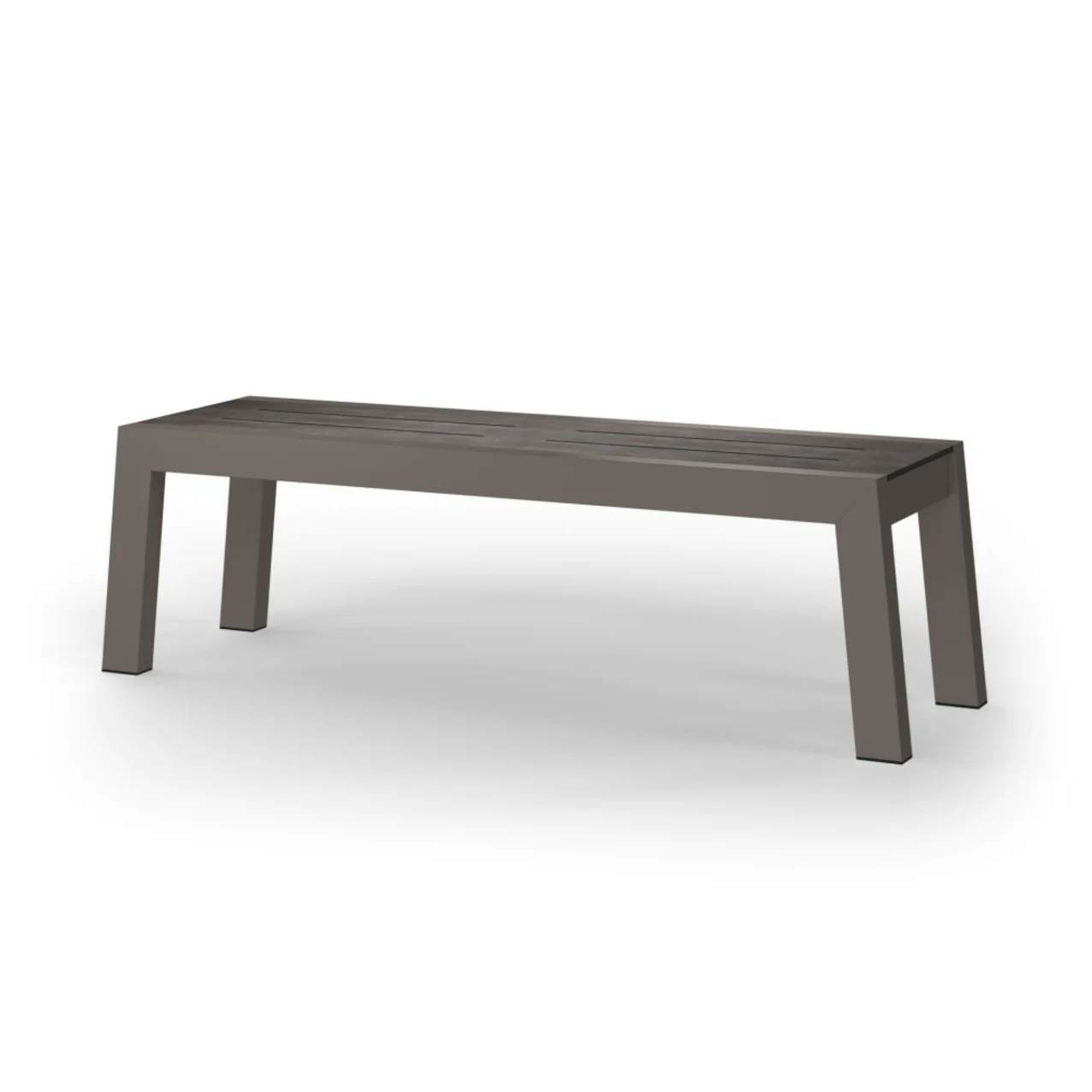 MAMAGREEN Baia 57" Bench | Frame: Powder-Coated Aluminum, Taupe | Seat: HPL, Laterite