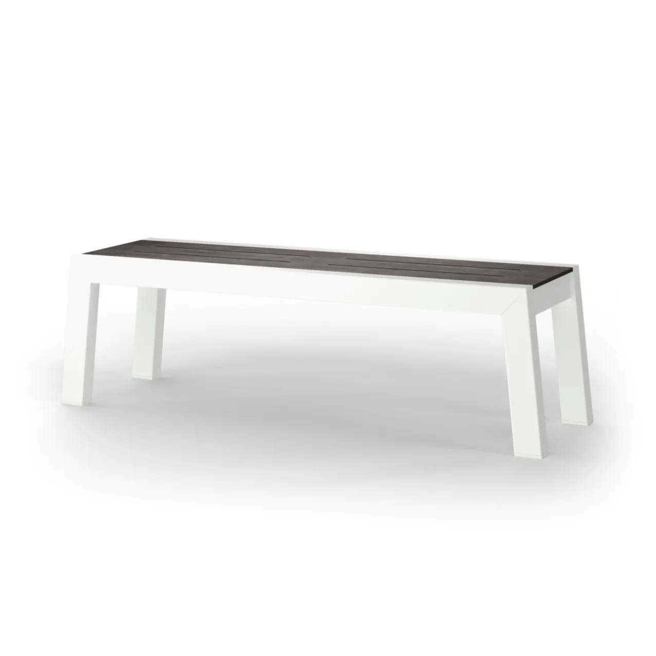MAMAGREEN Baia 57" Bench | Frame: Powder-Coated Aluminum, White | Seat: HPL, Laterite