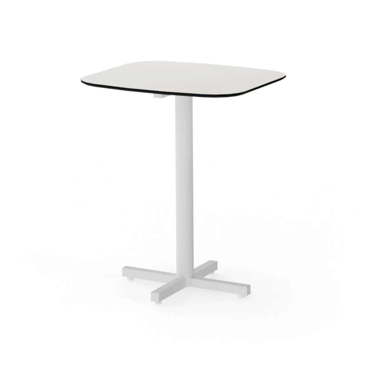 MAMAGREEN Zupy 24" Bistro Table | Frame: Galvanized Steel, Urban White | Tabletop: HPL, Alpes White