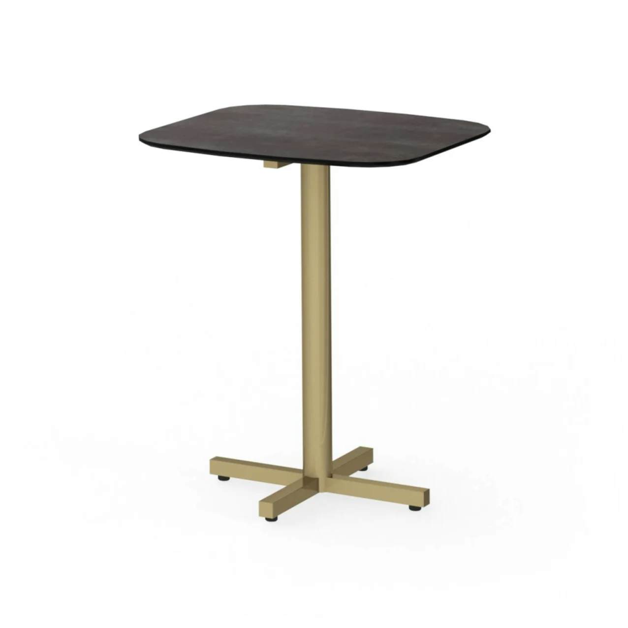 MAMAGREEN Zupy 24" Bistro Table | Frame: Galvanized Steel, Neo Brass | Tabletop: HPL, Laterite