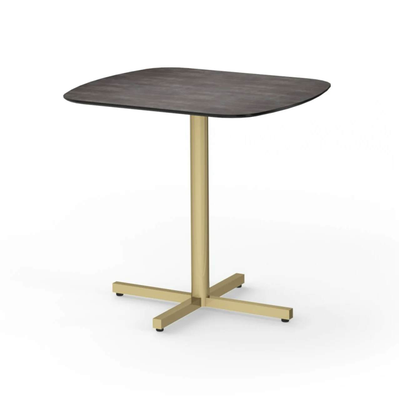 MAMAGREEN Zupy 30" Bistro Table | Frame: Galvanized Steel, Neo Brass | Tabletop: HPL, Laterite
