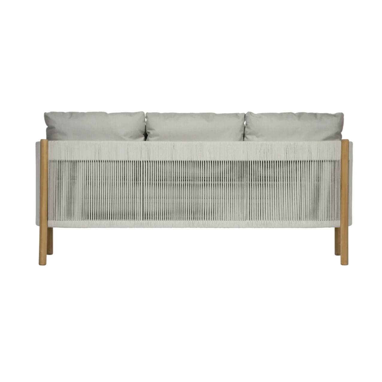 Barlow Tyrie Cocoon Teak Sofa | Frame: Powder-coated Aluminum with Olefin Cord, Chalk | Seat & Back Cushions: Sunbrella®, Lead Chine