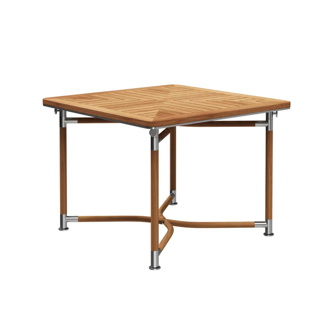 Gloster Navigator 39.5" Folding Dining Table | Frame: Natural Finish Teak & Brushed Stainless Steel | Tabletop: Natural Finish Teak