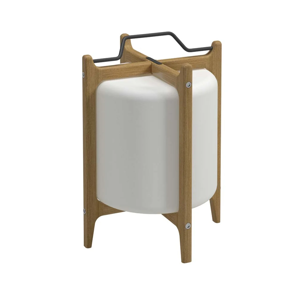 Ambient LED Lantern Frame: Teak | Shade: Polypropylene | Handle: Powder-Coated Stainless Steel, Meteor