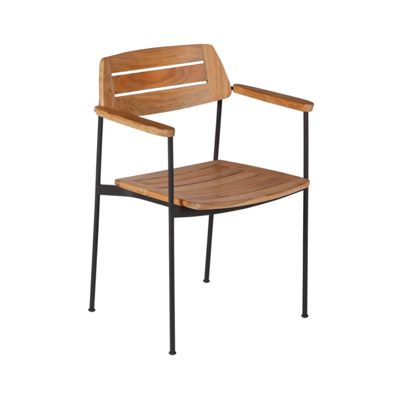 Frame: Powder-Coated Stainless Steel, Forge Grey | Seat & Back: Teak, Natural
