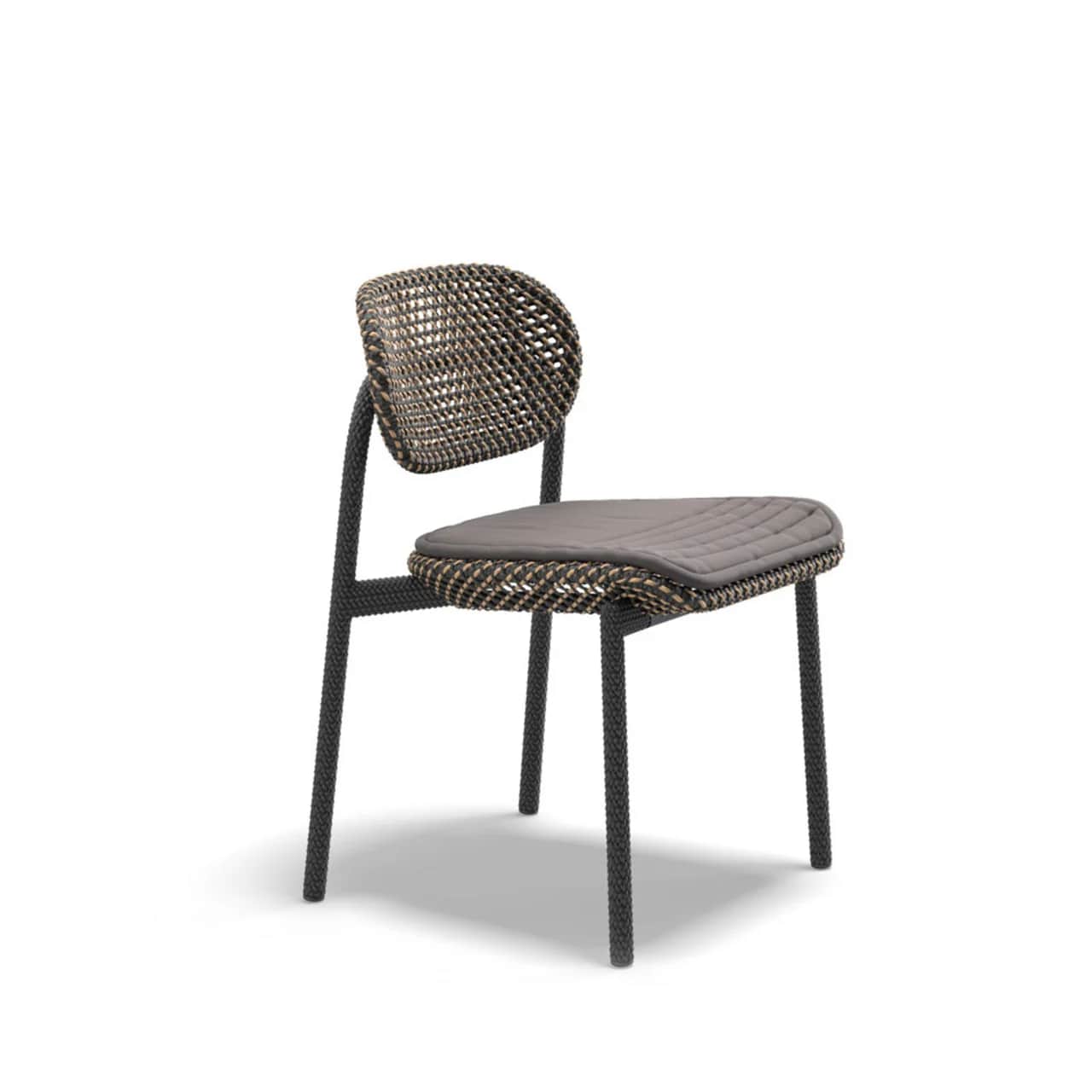 Wicker Woven DEDON Fiber Tobacco | Frame Woven DEDON Fiber over Powder-Coated Aluminum | Cushion TWIST Gray