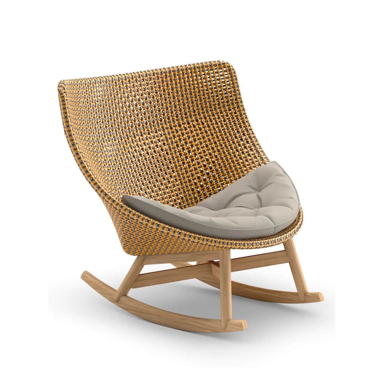 Woven Wicker DEDON Fiber Seville | Teak Base | Cushions (Included Seat Shown) TWIST Gray