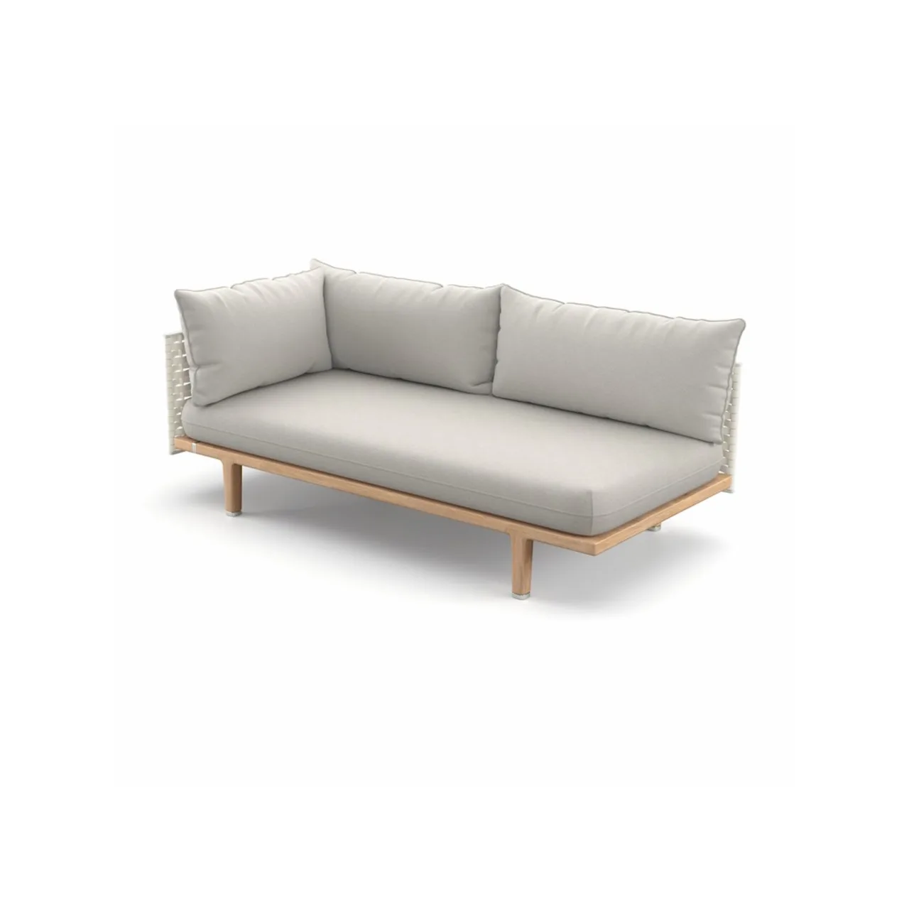 Woven Fiber Silver Beige | Frame Powder-Coated Aluminum Lipari | Base Teak | Cushions NATURA Off-White