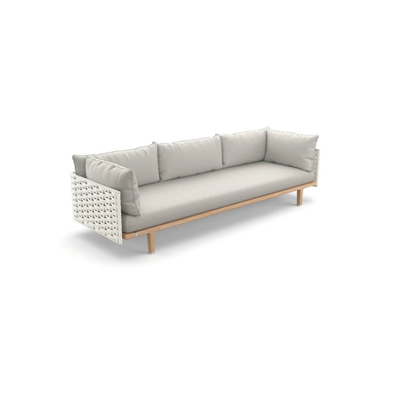 Woven Fiber Silver Beige | Frame Powder-Coated Aluminum Lipari | Base Teak | Cushions NATURA Off-White