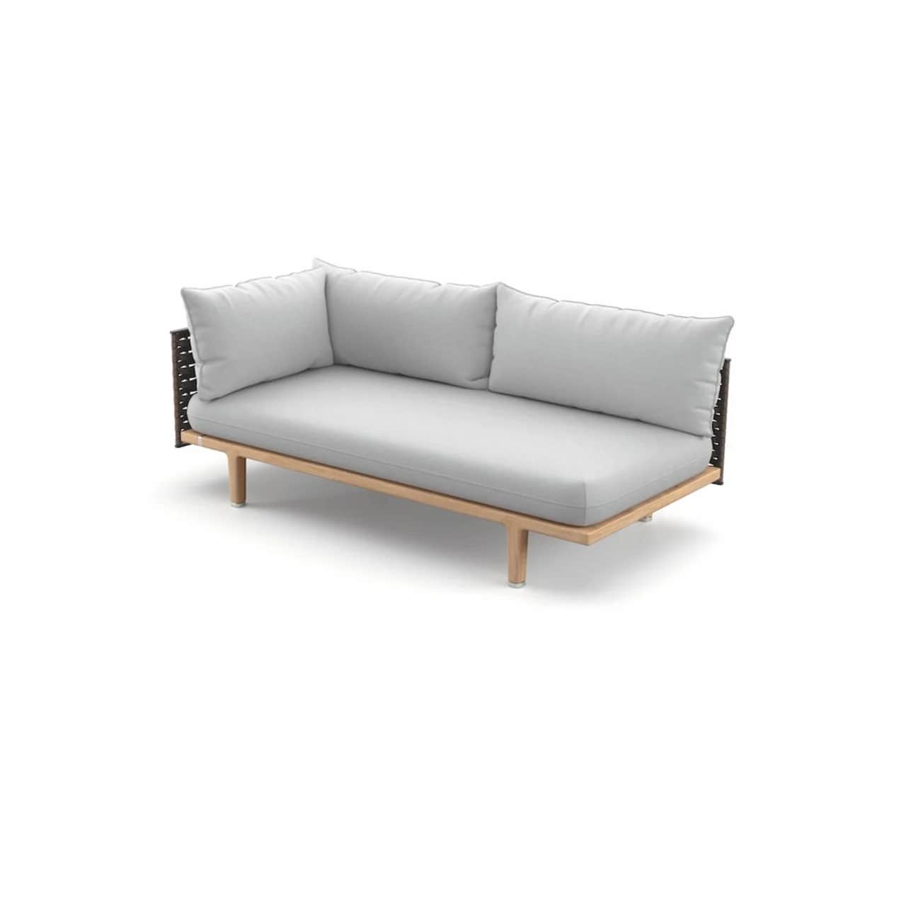 Woven Fiber Titan | Frame Powder-Coated Aluminum Black Pepper | Base Teak | Cushions NATURA Off-White