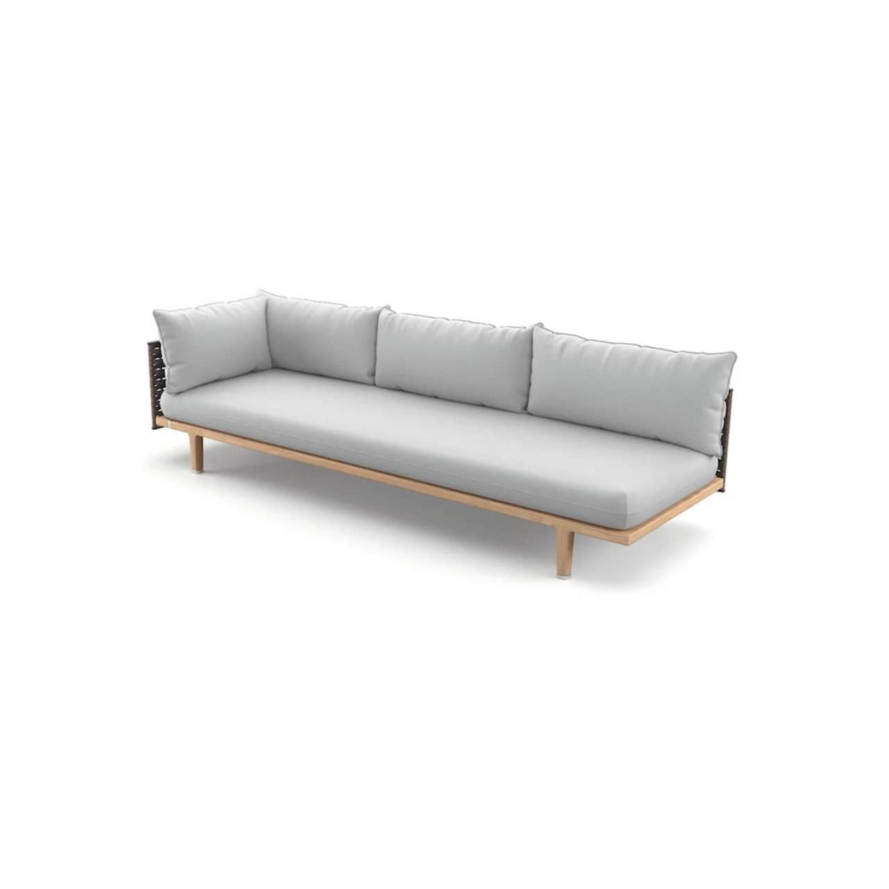 Woven Fiber Titan | Frame Powder-Coated Aluminum Black Pepper | Base Teak | Cushions NATURA Off-White