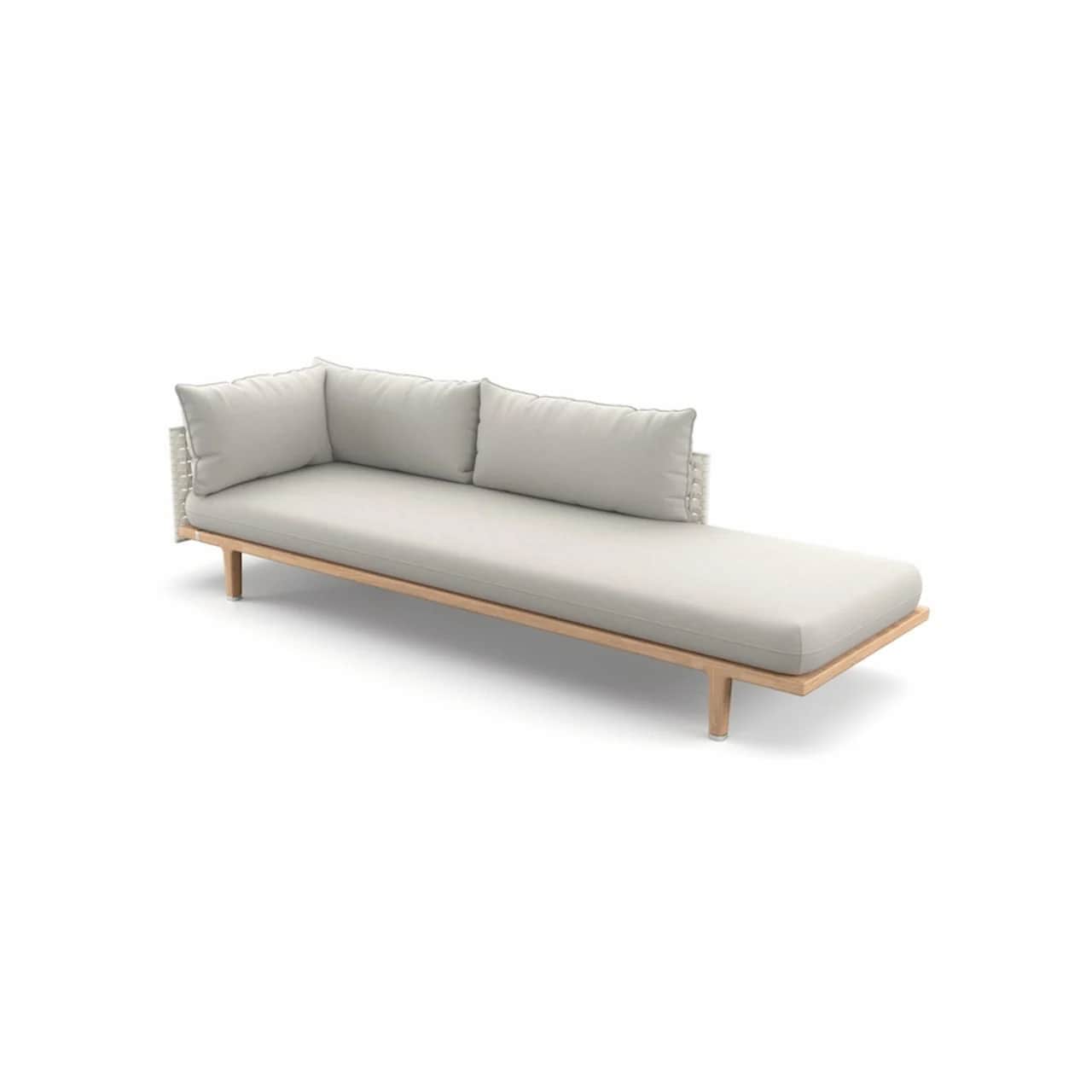 Woven Fiber Silver Beige | Frame Powder-Coated Aluminum Lipari | Base Teak | Cushions NATURA Off-White