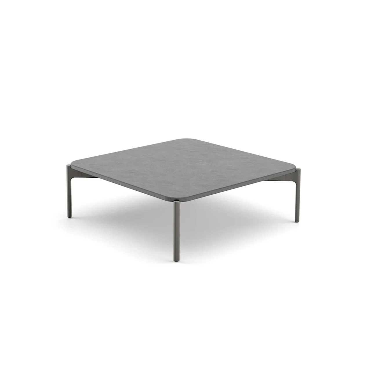 Frame: Powder-Coated Aluminum, Black Pepper | Tabletop: Mineral Composite, Lava