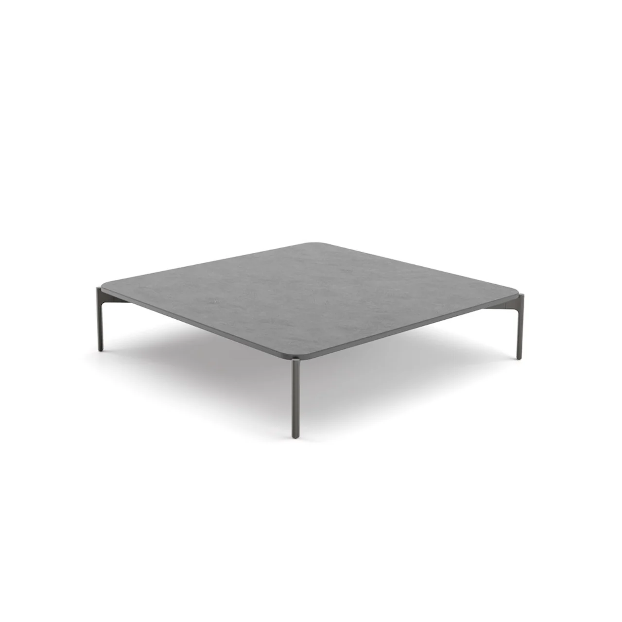 Frame: Powder-Coated Aluminum, Black Pepper | Tabletop: Mineral Composite, Lava