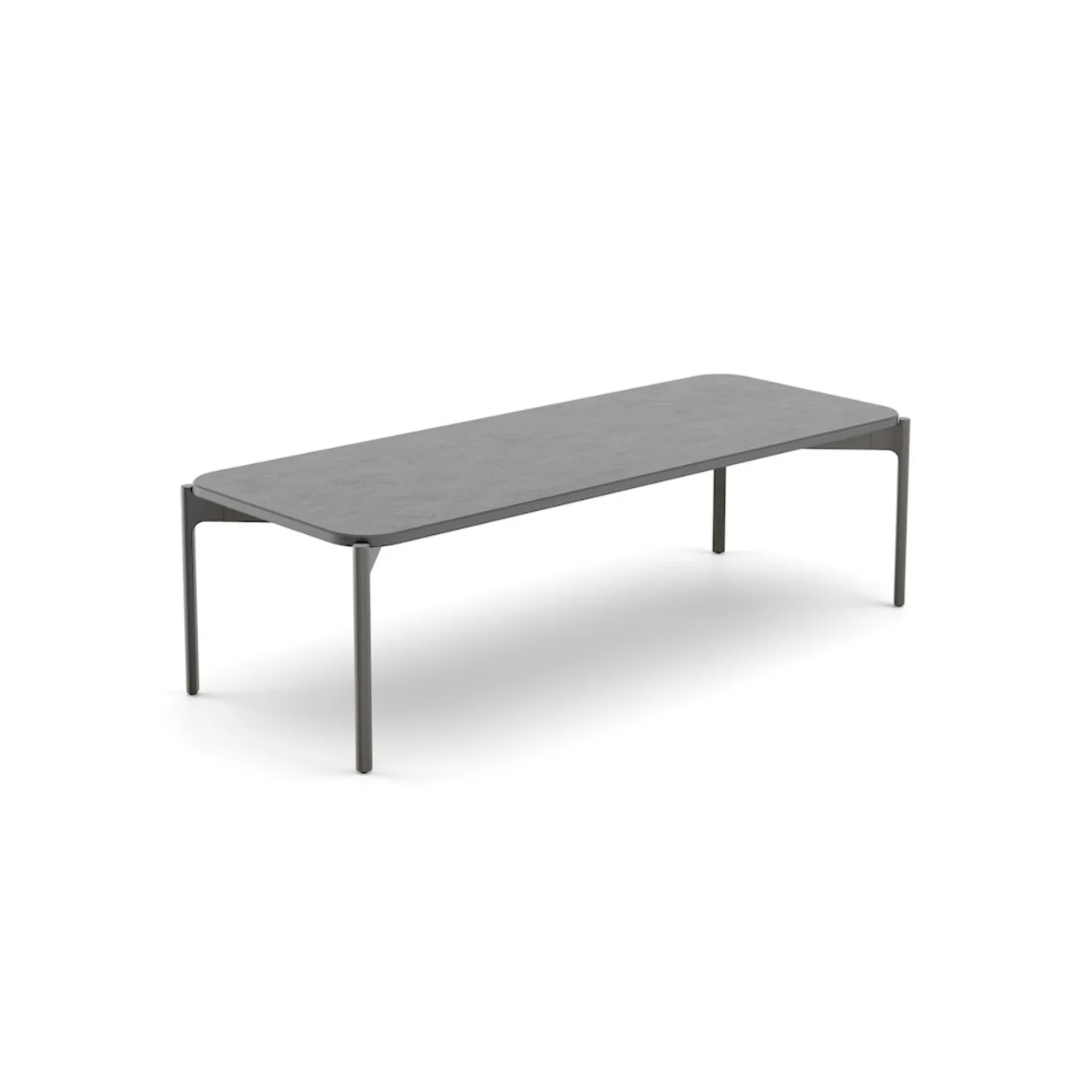 Frame: Powder-Coated Aluminum, Black Pepper | Tabletop: Mineral Composite, Lava