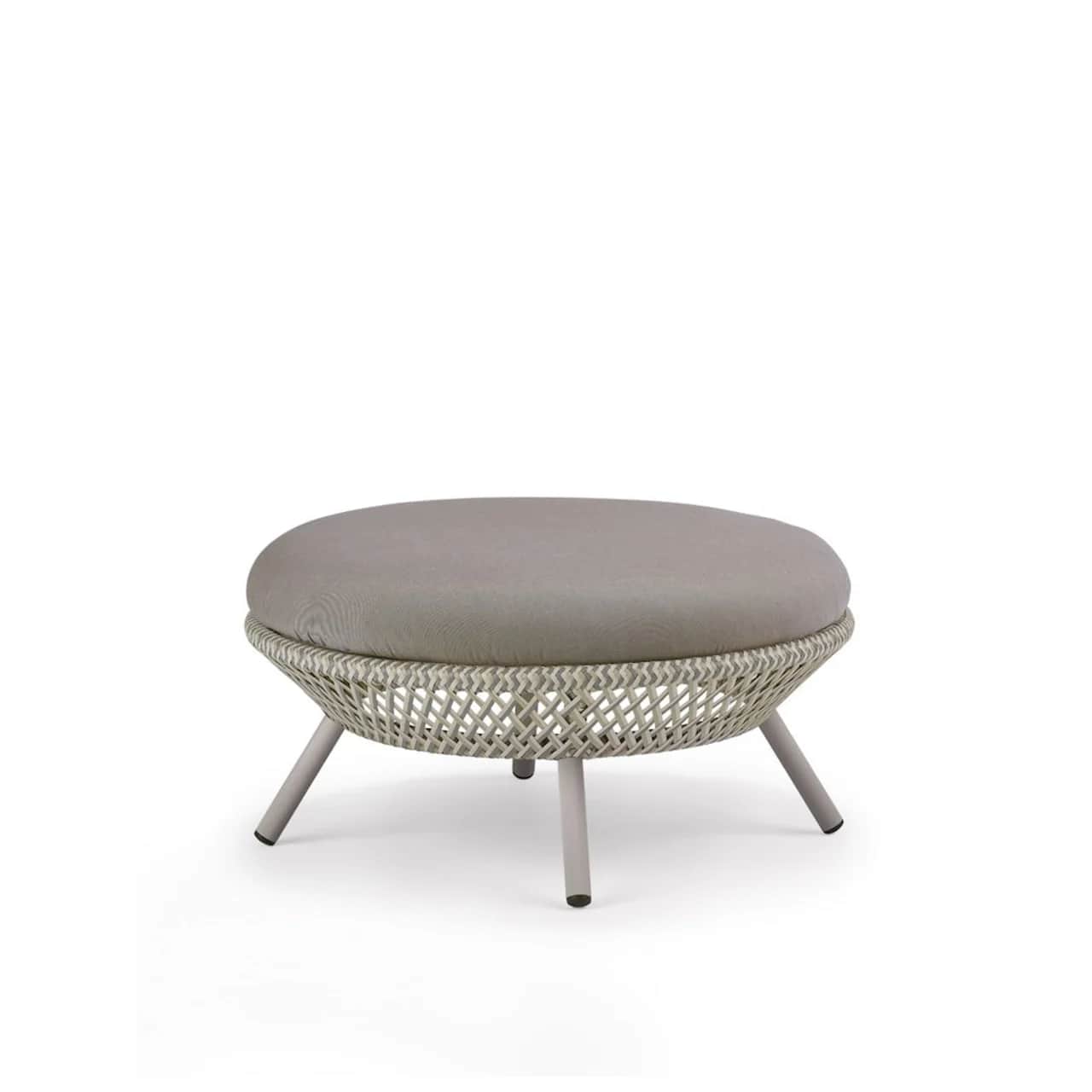 Wicker DEDON Fiber White Quartz | Frame Powder-Coated Aluminum Lipari | Included Seat Cushion NATURA Taupe