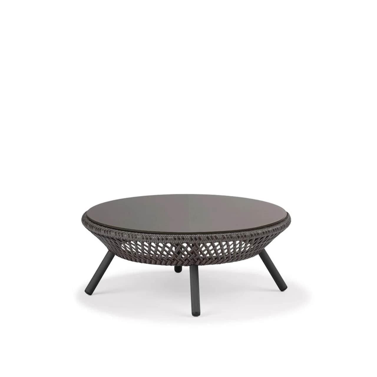 DEDON Ahnda Coffee Table | Graphite Wicker Fiber | Vulcano Glass Top
