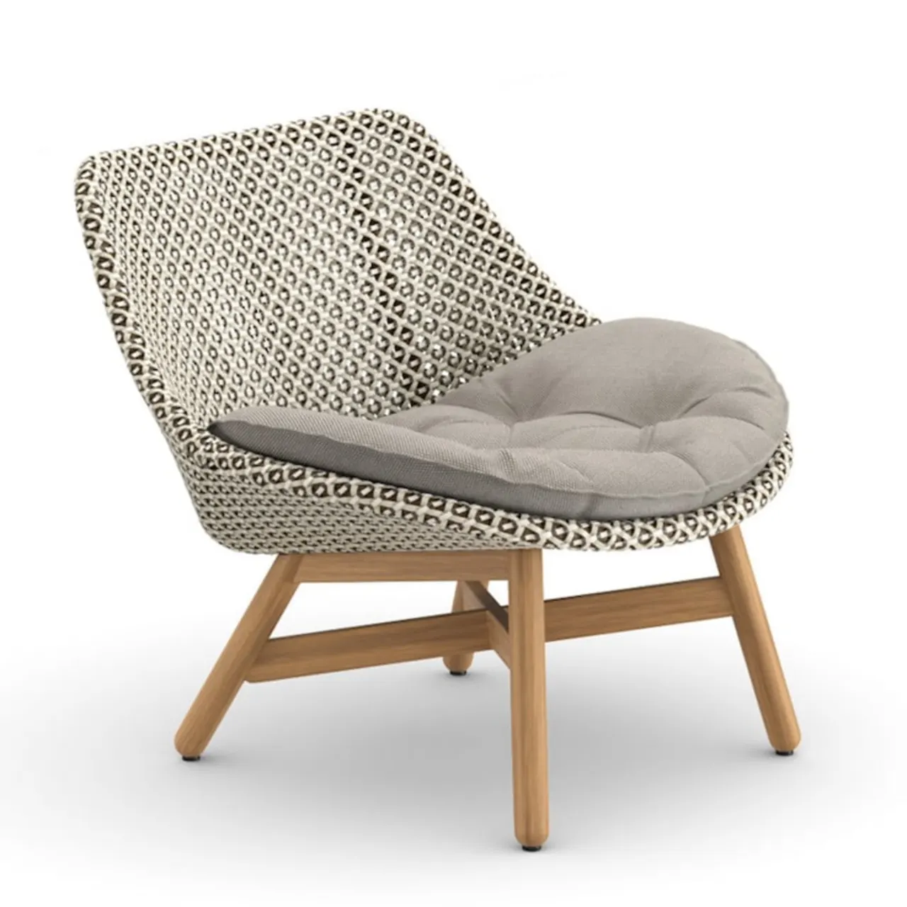 Woven Wicker DEDON Fiber Pepper | Teak Base | Cushions (Seat Shown) NATURA Taupe