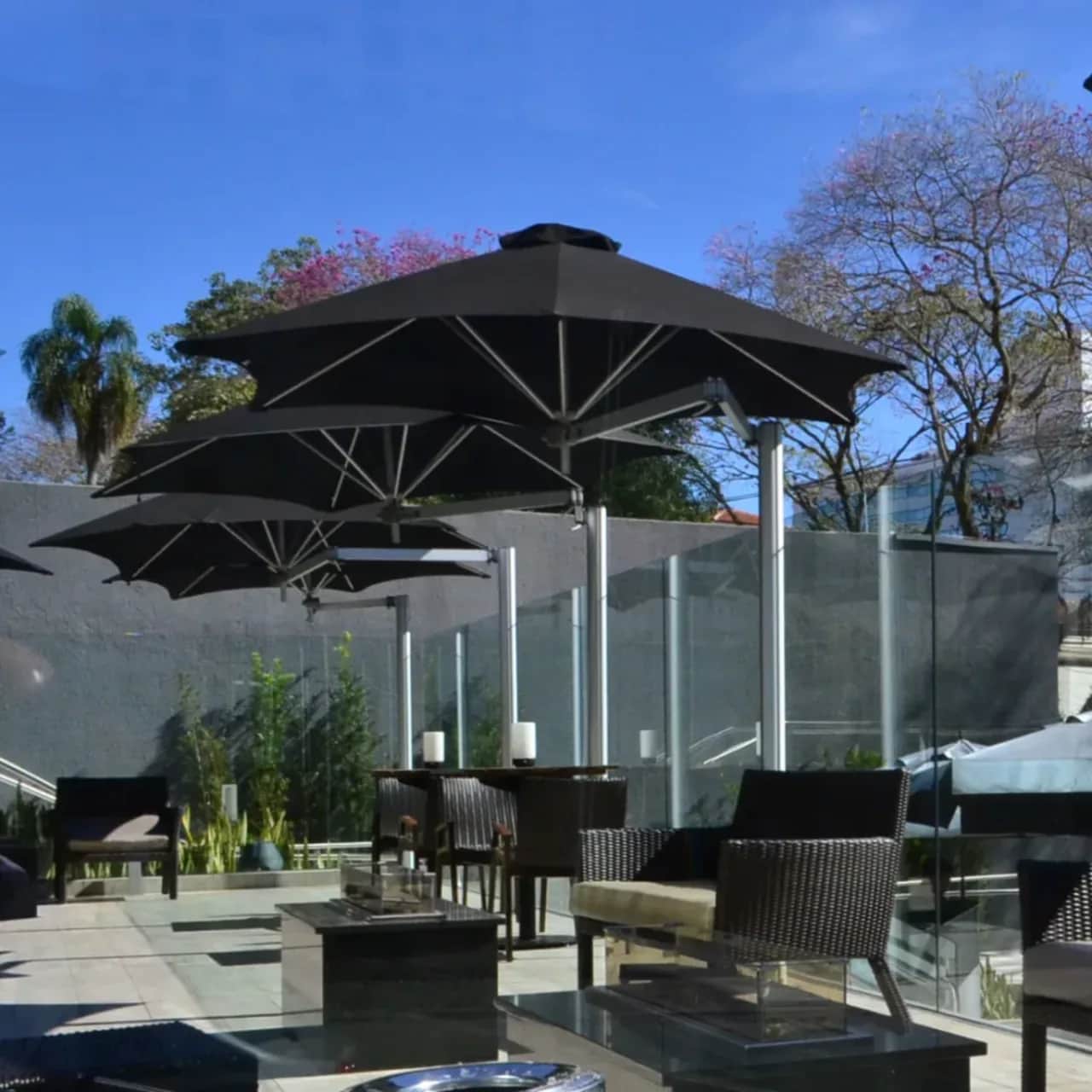 Umbrosa Paraflex 9'10" Mono Umbrella | Sunbrella Canvas, Black Fabric