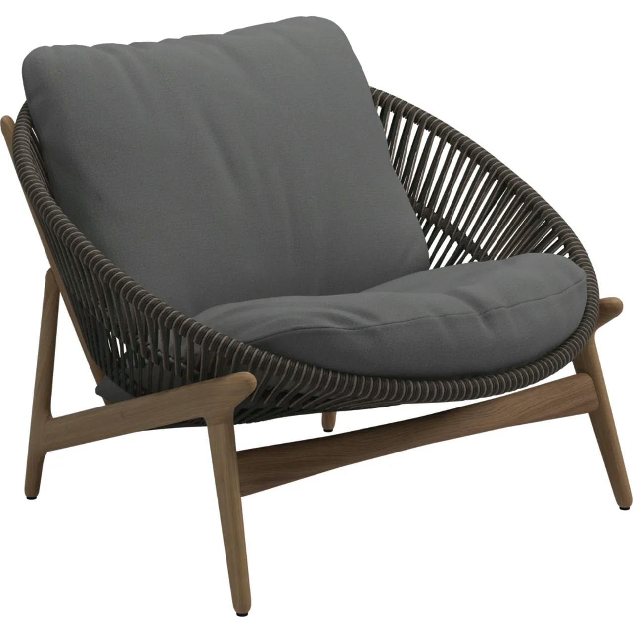 Gloster Bora Lounge Chair Umber Rope | Essential Granite Cushion Fabric