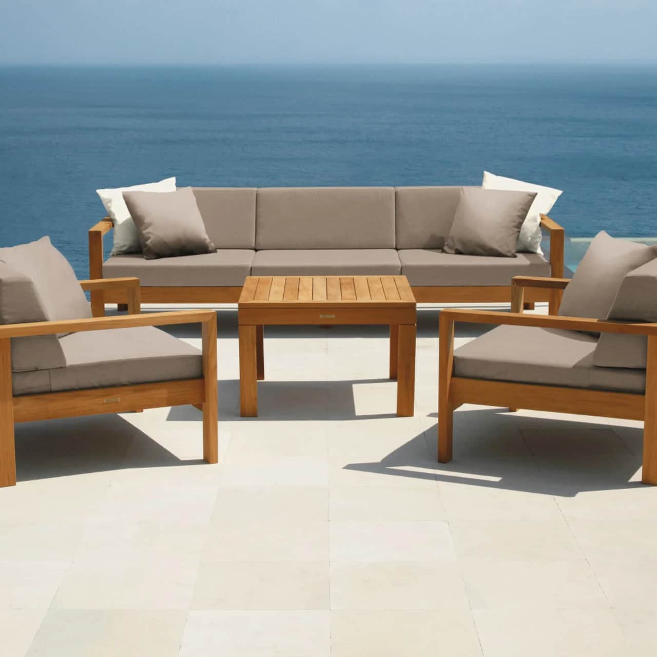 Barlow Tyrie Linear 3-Seater Settee and Armchairs with 30" Coffee Table