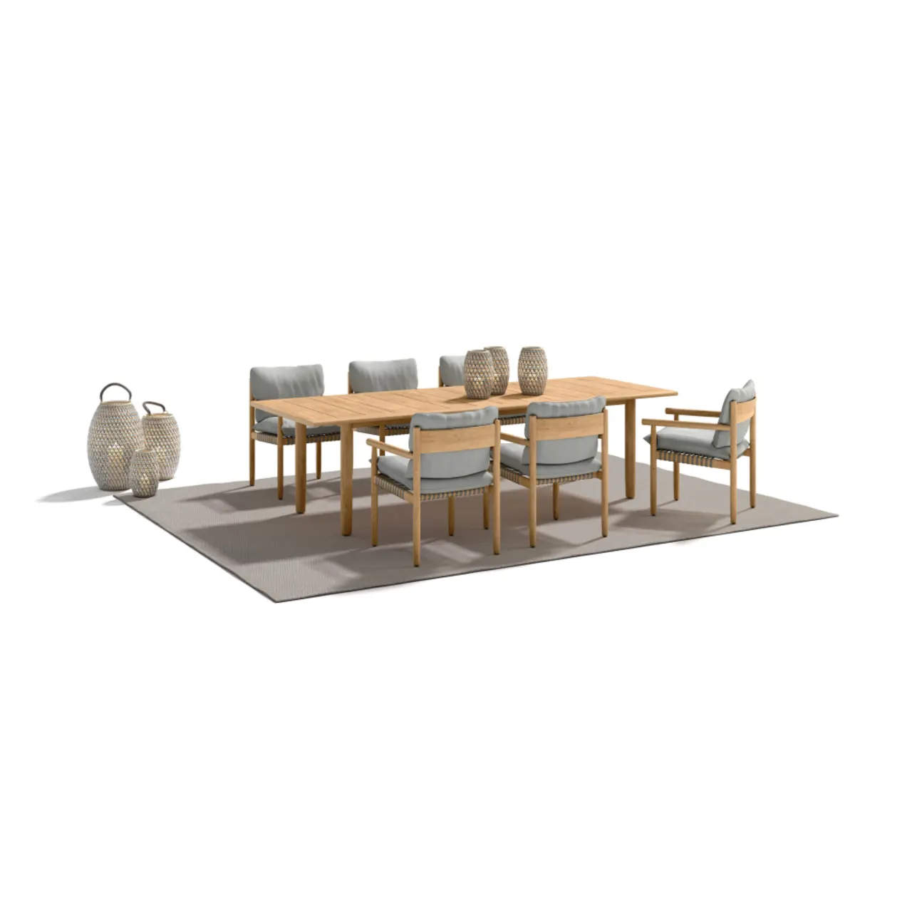 DEDON TIBBO Armchairs & 110" Dining Table | DALA Lanterns
