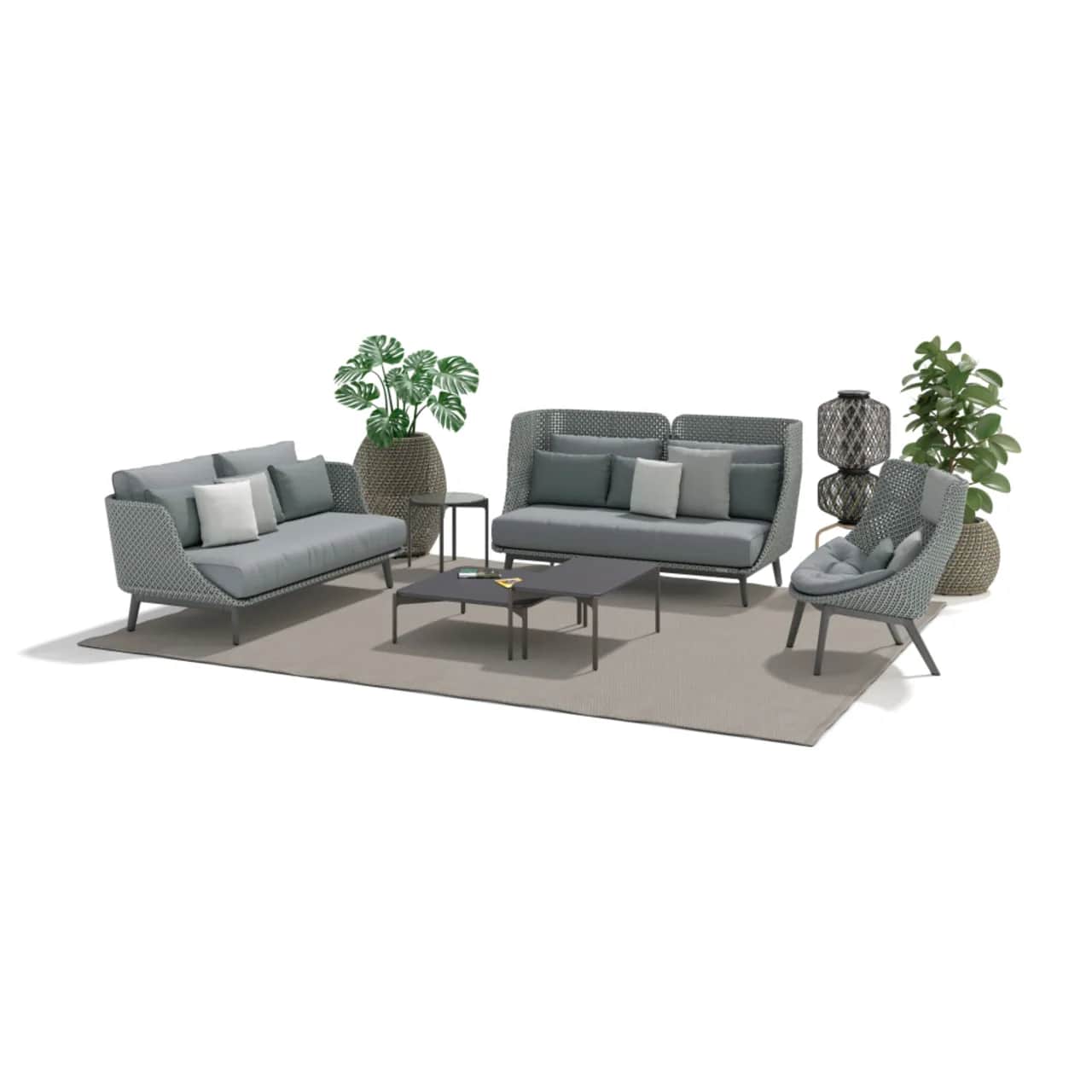 DEDON MBARQ Sofas | MBRACE Wing Chair | IZON Side Table & Coffee Tables | DALA Planters | THE OTHERS Statue JAMA