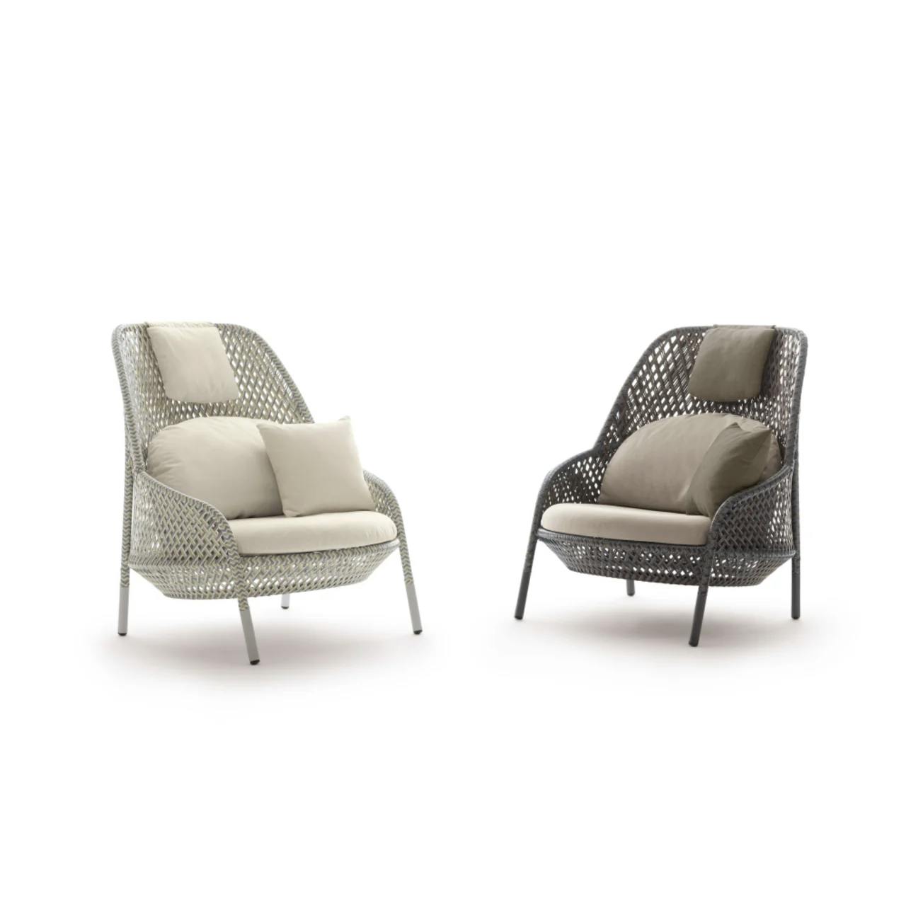 DEDON AHNDA Wing Chairs | White Quartz & Graphite EcoCycle Fiber