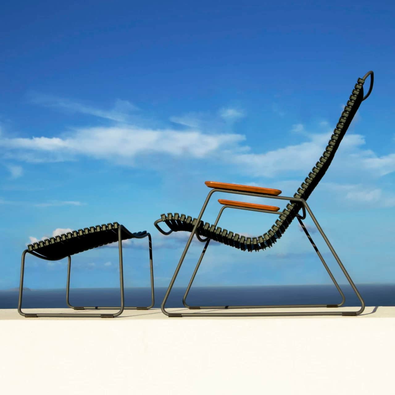 Houe Click Lounge Chair and Footrest | Pine Green Lamellas