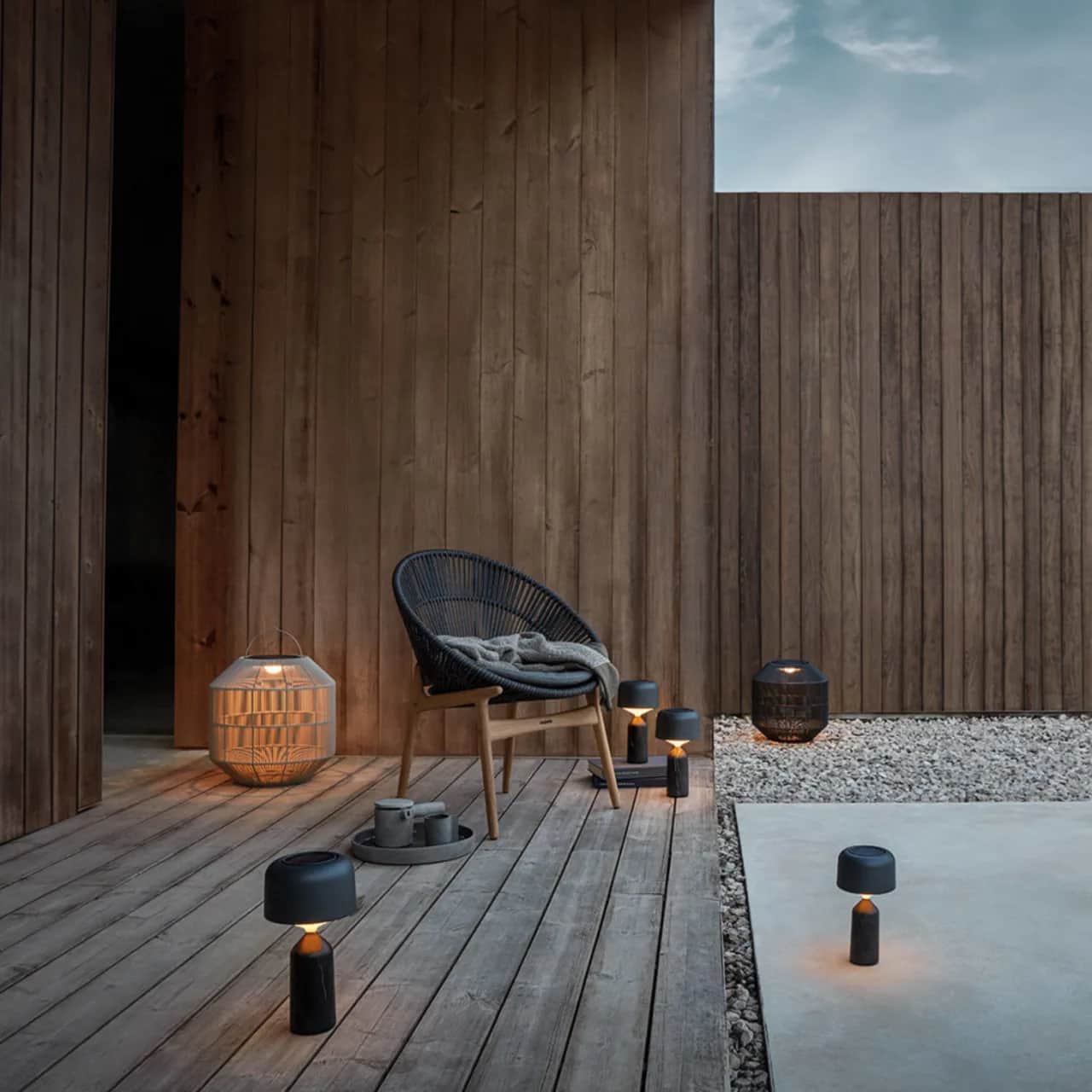 Gloster Ambient Nest Outdoor Light | Ambient Pebble Small Table Lamp | Bora Lounge Chair