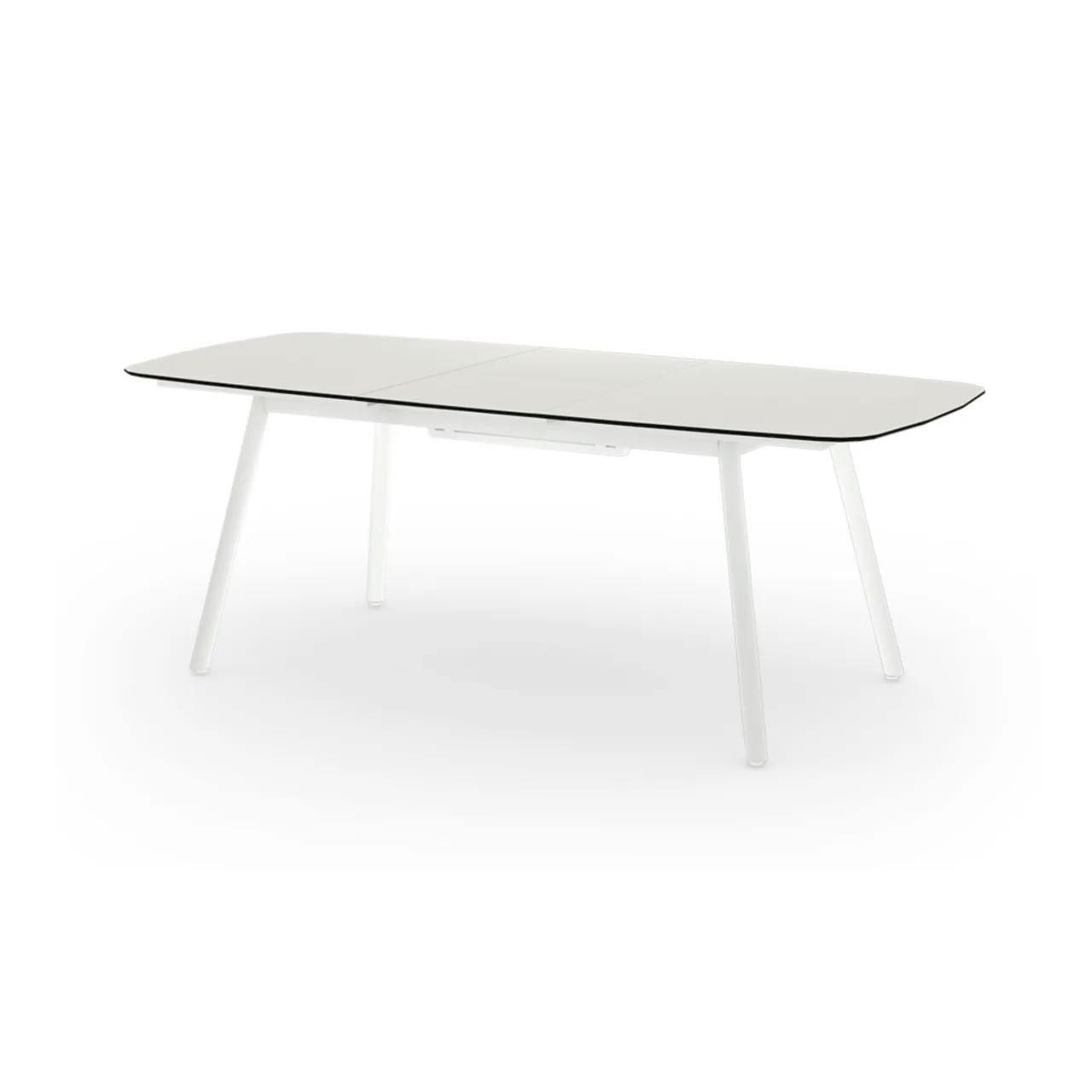 MAMAGREEN Zupy 65"-85" Extension Table | Frame: Aluminum, White | Tabletop: HPL, Alpes White