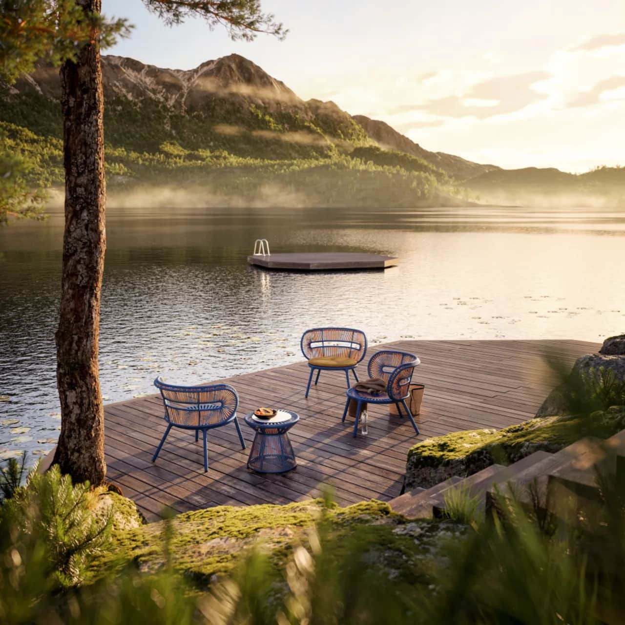 DEDON CIRQL NU Lounge Chairs and Side Table