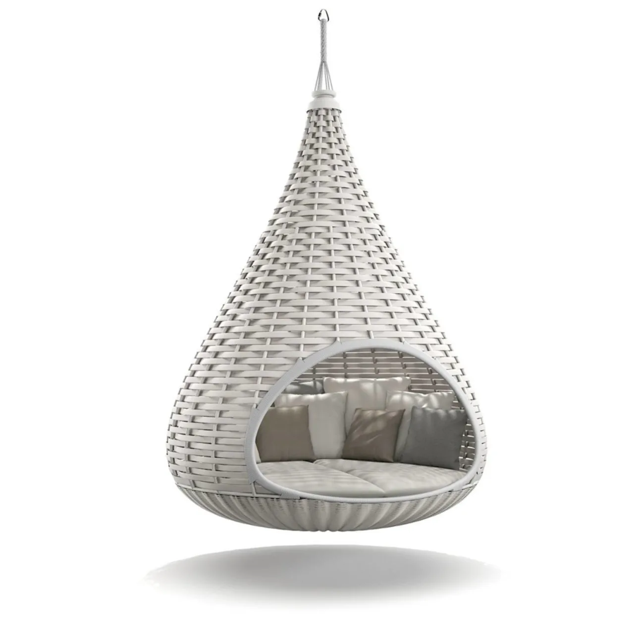 DEDON NESTREST Hanging Lounger | Woven Fiber Chalk | Cushion Fabric Natura Ash