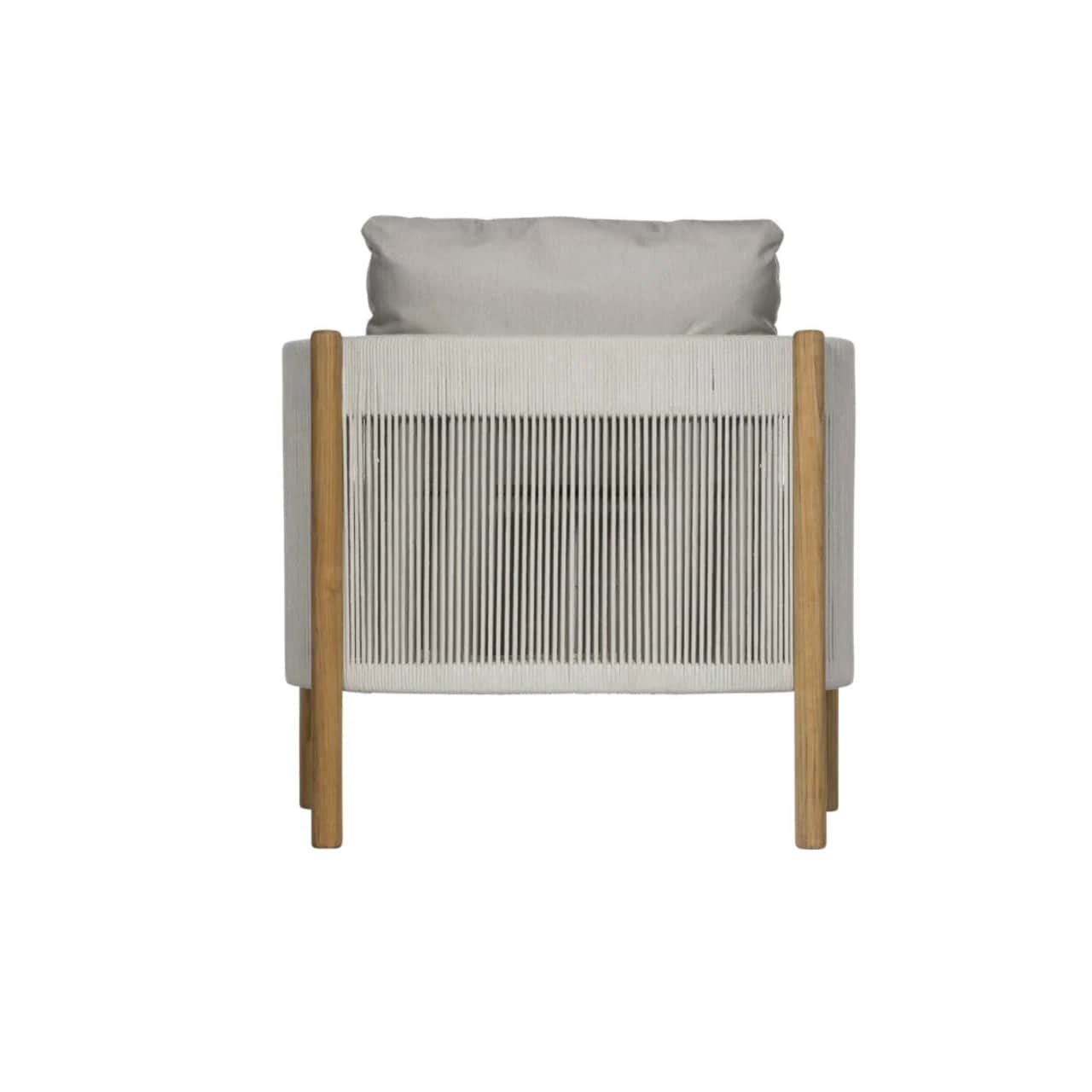 Barlow Tyrie Cocoon Teak Armchair | Frame: Powder-coated Aluminum with Olefin Cord, Chalk | Seat & Back Cushions: Sunbrella®, Lead Chine