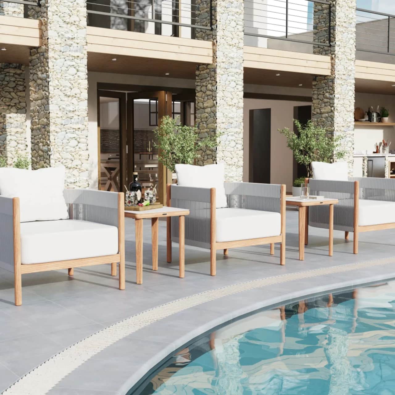 Barlow Tyrie Cocoon Teak Armchair | Monterey Side Table