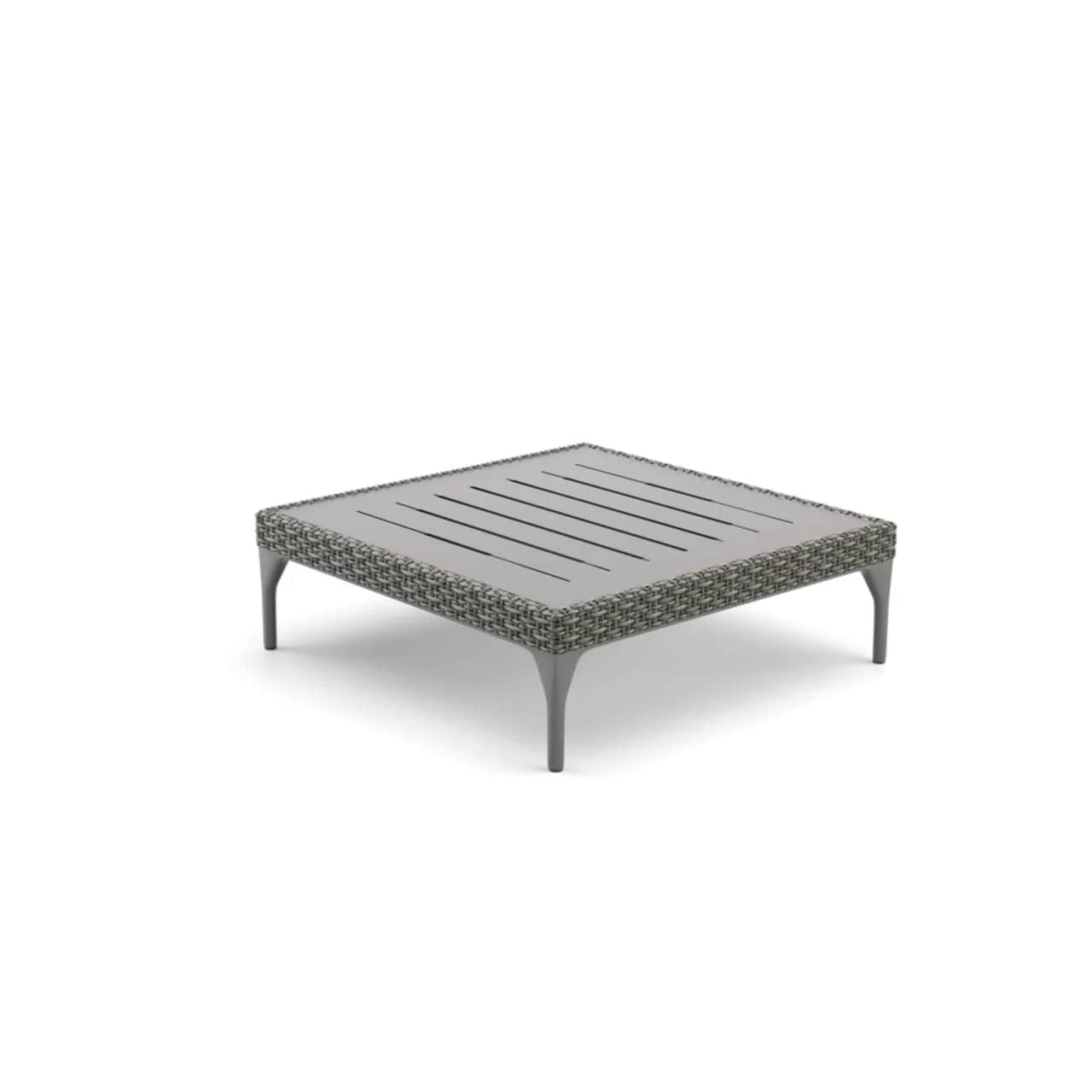 DEDON MU Coffee Table with HPL Top | Legs: Powder-Coated Aluminum, Vulcano | Fiber: Vulcano | Top: HPL, Black Pepper