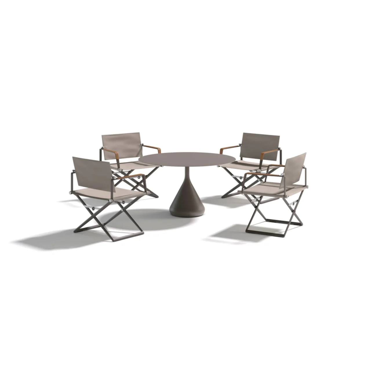 DEDON SATELLITE 45" Round Dining Table | SEAX Folding Armchairs