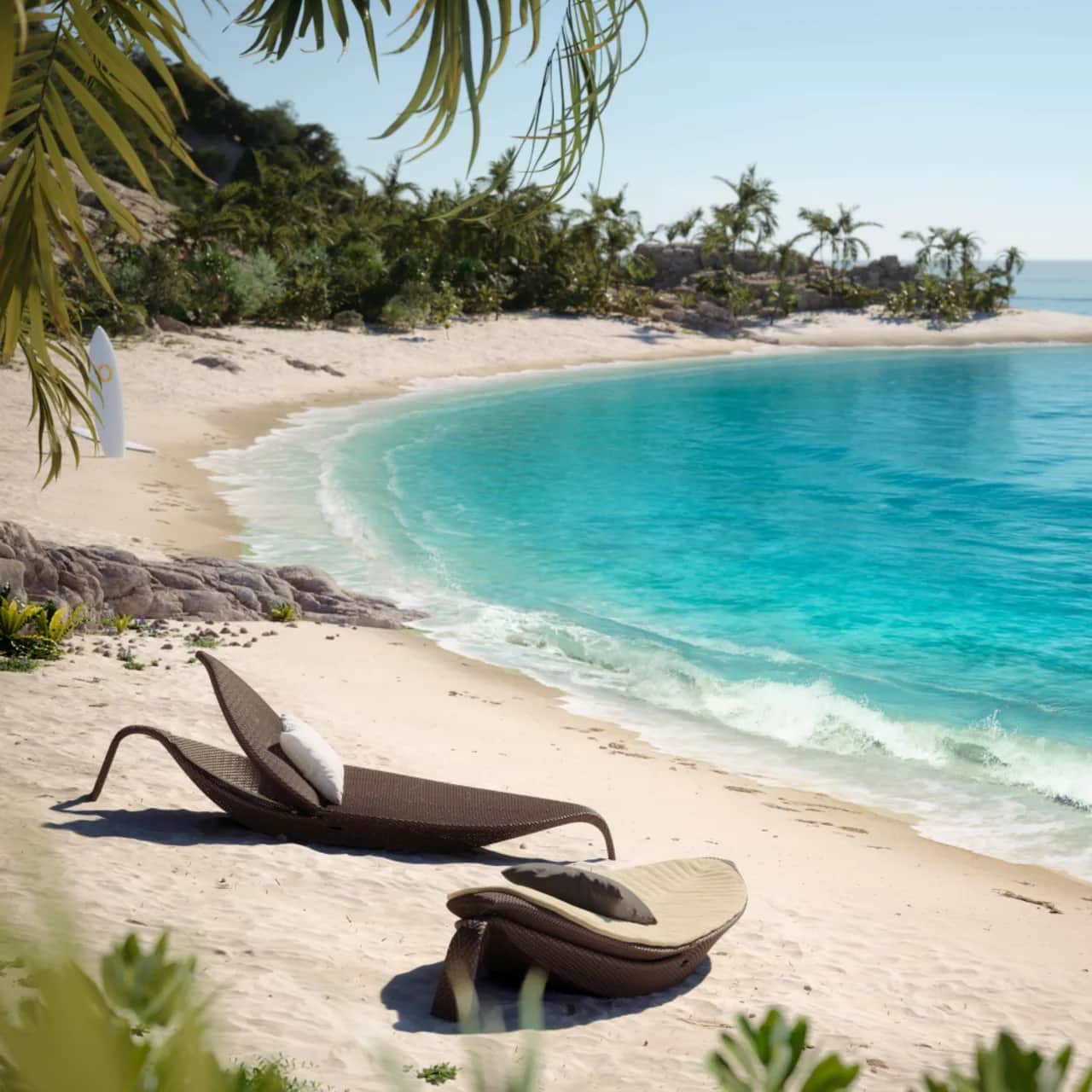 DEDON LEAF Beach Chair with Gas Spring and Beach Chair