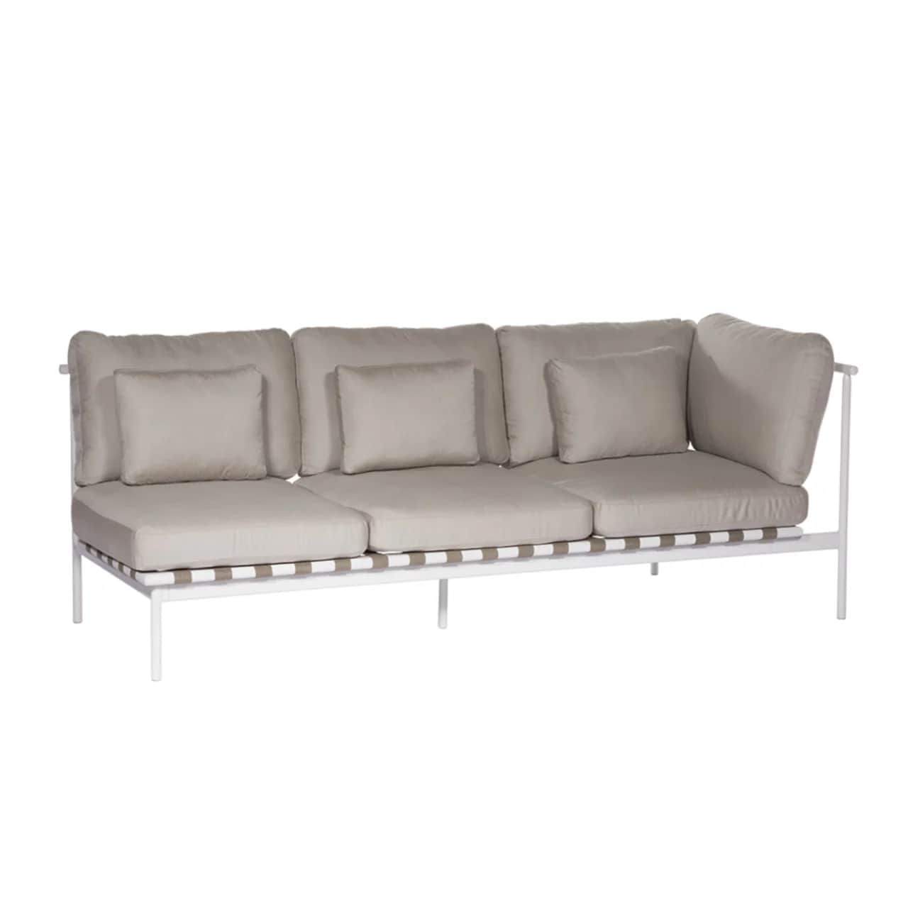 Barlow Tyrie Around Deep Seating Triple Module - Aluminum Right Arm | Arctic White Aluminum Frame