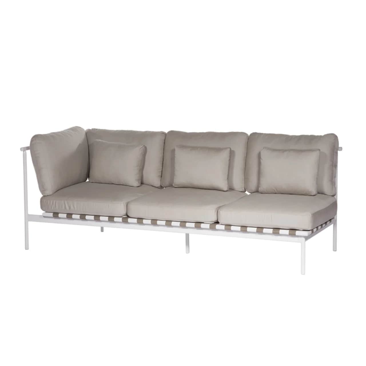 Barlow Tyrie Around Deep Seating Triple Module - Aluminum Left Arm | Arctic White Aluminum Frame