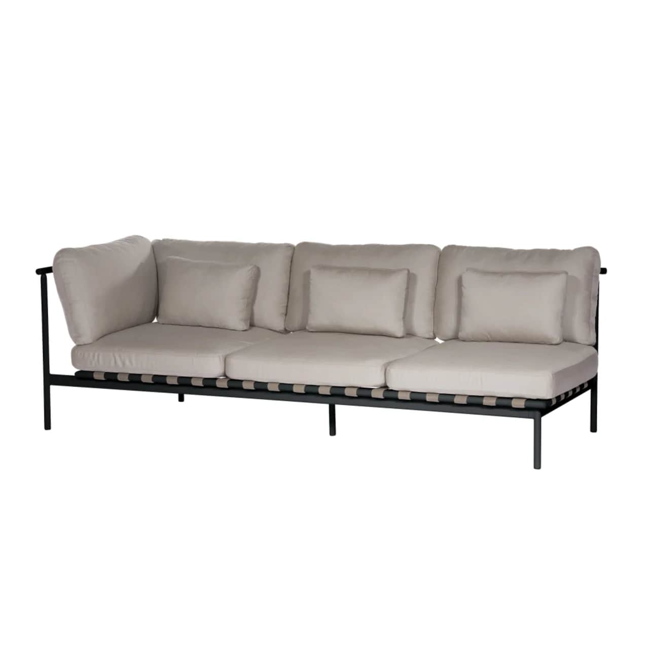 Barlow Tyrie Around Deep Seating Triple Module - Aluminum Left Arm | Forge Grey Aluminum Frame