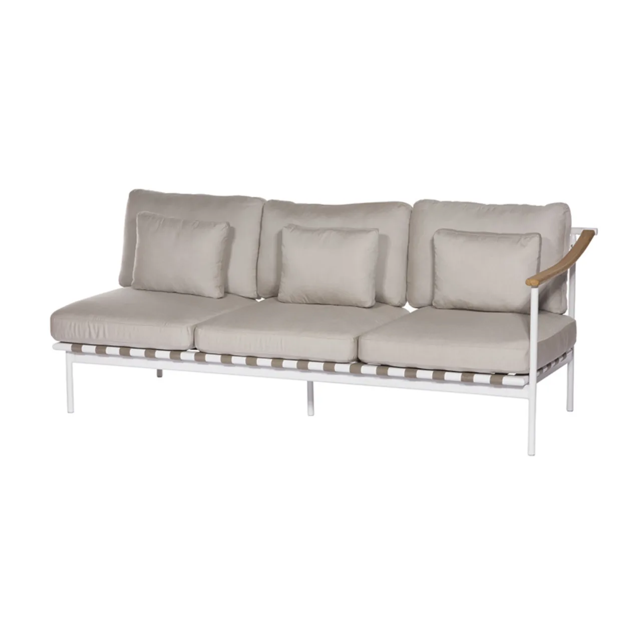Barlow Tyrie Around Deep Seating Triple Module - Teak Right Arm | Arctic White Aluminum Frame