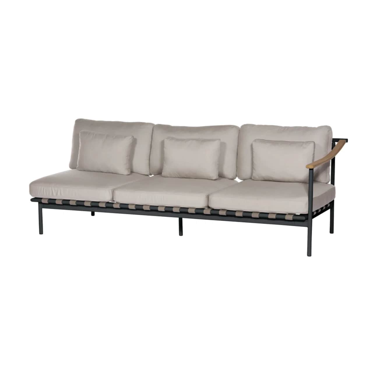Barlow Tyrie Around Deep Seating Triple Module - Teak Right Arm | Forge Grey Aluminum Frame